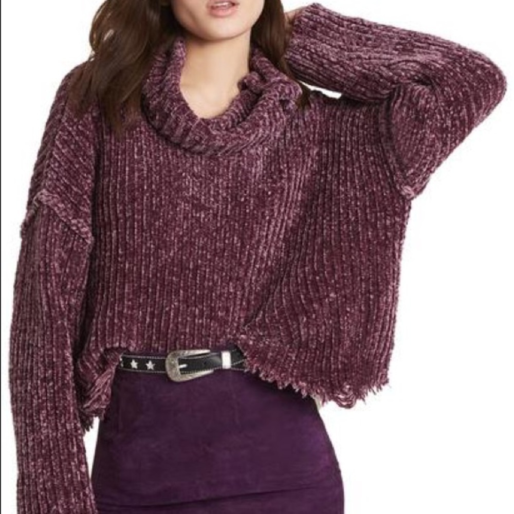 💕HP💕Wildfox chenille rider purple sweater